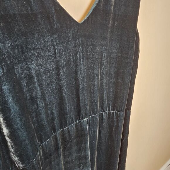 Love Johnny Was Cropped L Green Velour Silk Rayon Blend Jumper Jumpsuit Holiday‎ - Picture 4 of 12